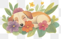 PNG Cute floral with dog flowers illustrated graphics.