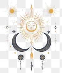 PNG Vector outline sun moon illustration elegant gold.