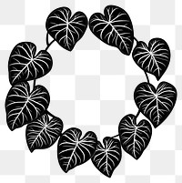 PNG Alocasia leaves wreath leaf illustration black.