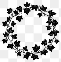 PNG Ivy vines leaves wreath leaf illustration silhouette.