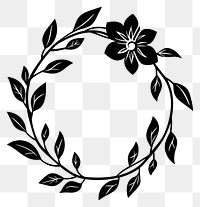 PNG Linear flower vines ring black white art.