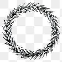 PNG Long willow leaf wreath illustration black white.