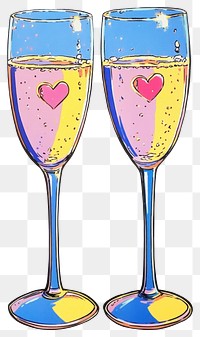 PNG Two cheer of champagnes illustration glass drink.