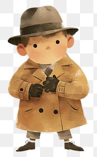 PNG Detective boy gloves coat illustration.