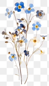 PNG Forget Me Nots flowers pressed art.