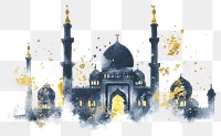 PNG Mosque architecture watercolor gold.