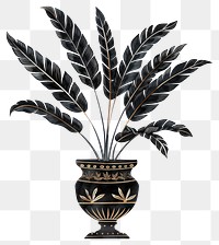 PNG Black minimal potted plant arecaceae blossom pottery.