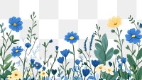 PNG Blue wildflower down border flowers art illustration.