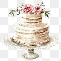 PNG Wedding cake illustration watercolor roses.