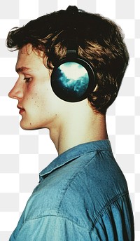 PNG Gay listening to music photography headphones portrait.