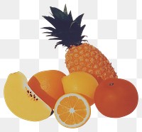 PNG Fruit collage pineapple orange assortment.