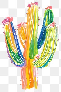 PNG Cactus illustration watercolor plant.