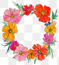 PNG Cosmos flower frame flowers illustration art.