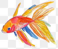 PNG Fins freediving illustration watercolor goldfish.