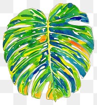 PNG Monstera leaf illustration watercolor colors.