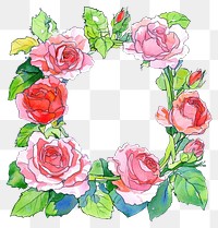 PNG Pink roses flower frame illustration watercolor watercolor illustration.