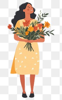 PNG A plus size woman holding a bouquet illustration flower white.