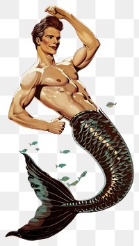 PNG Male mermaid illustration underwater muscular.