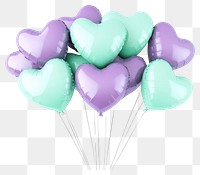 PNG 3D heart-shaped balloons pastel purple colors.