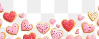 PNG Heart-shaped cookies border valentine's hearts pink.