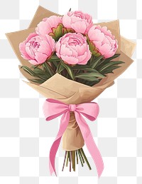 PNG Pink peonies bouquet illustration flowers peony.