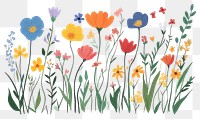 PNG Colorful wildflowers illustration design spring.