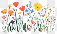 PNG Colorful wildflowers illustration design spring.