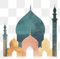 PNG Flat illustration of Ramadan mosque architecture silhouette.