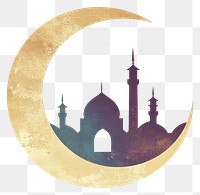 PNG Flat illustration of Ramadan moon architecture silhouette.