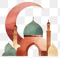 PNG Flat illustration of Ramadan architecture crescent mosque.