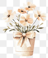 PNG Vintage coquette flower pot flowers illustration art.