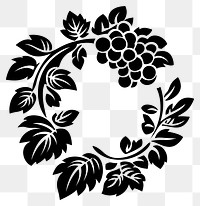 PNG Linear grape leaf flowers ring art illustration black.