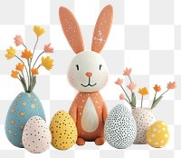 PNG Easter bunny and easter eggs celebration decorative decoration.