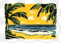 PNG Beach illustration tropical ocean.