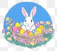 PNG Rabbit easter in suit basket eggs illustration.