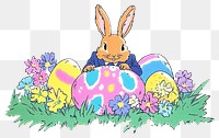 PNG Rabbit easter in suit eggs illustration colorful.