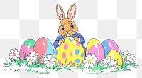 PNG Rabbit easter in suit eggs illustration colorful.