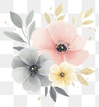 PNG Watercolor pastel wildflower bouquet flowers illustration colors.