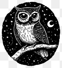 PNG Owl night black white.