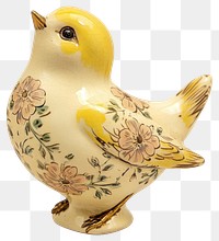 PNG Animal figurine - bird vintage ceramic yellow.