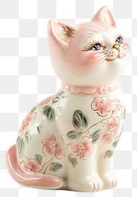 PNG Animal figurine - cat vintage ceramic accents.