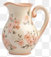 PNG Cream pitcher antique ceramic vintage.