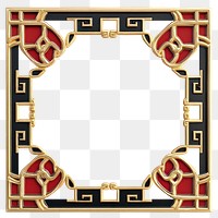 PNG Gold square chinese frame black style red.