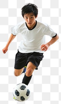 PNG Asian man playing soccer ball focused sports.