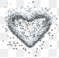 PNG Heart-shaped silver glitter design accessories decoration.