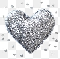 PNG Heart-shaped silver glitter accessories valentine's decoration.