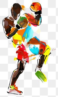 PNG Boxing man illustration painting art.