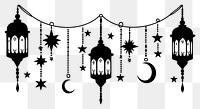 PNG Ramadan lanterns decorations hanging stars.