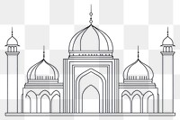 PNG Golden line art mosque architecture illustration building.