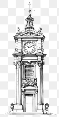 PNG Clock tower drawing architectural building.